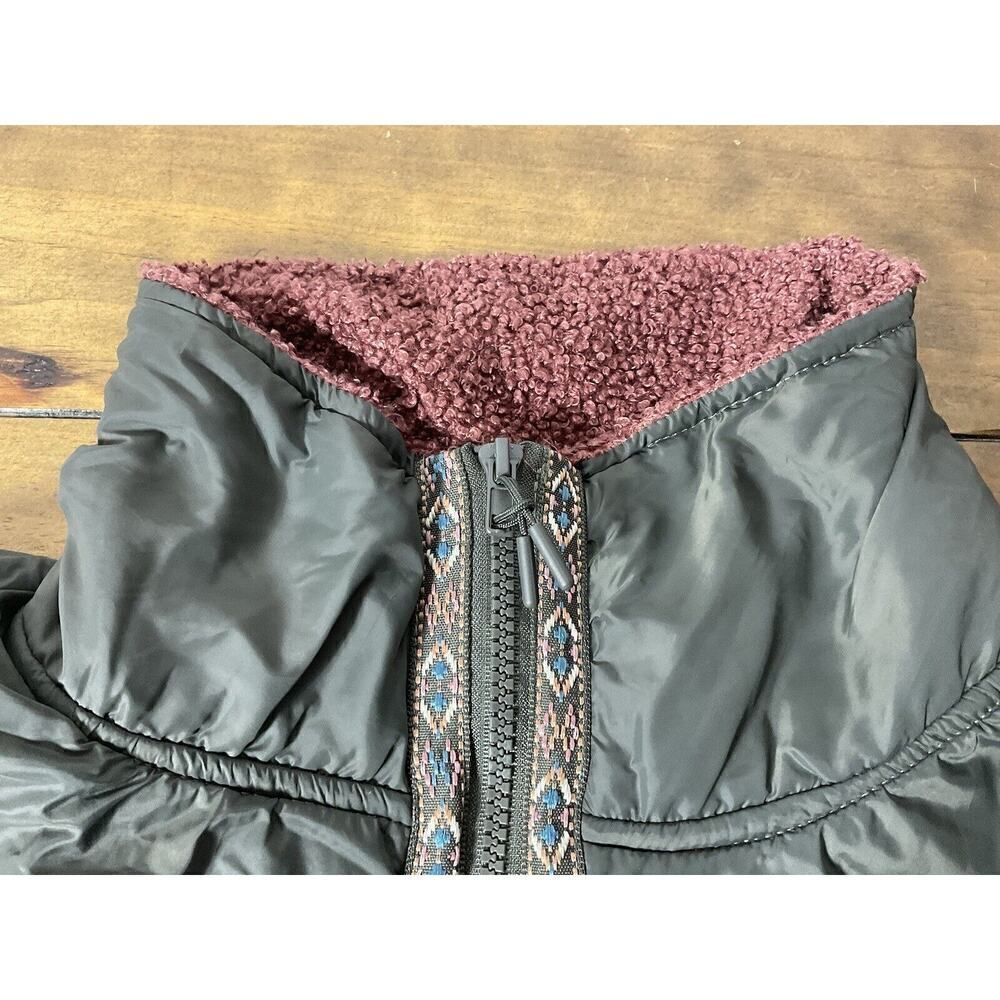 Buc-ee's Womens SmallJacket Aztec Tribal Burgundy Berber Fleece Full Zip Pockets - Picture 5 of 15